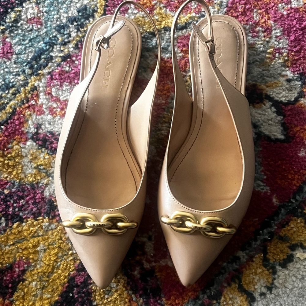 Coach Beige Slingback Flats